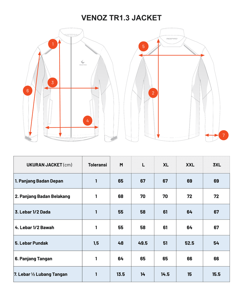 VENOZ TR1.3 Jackets Respiro 